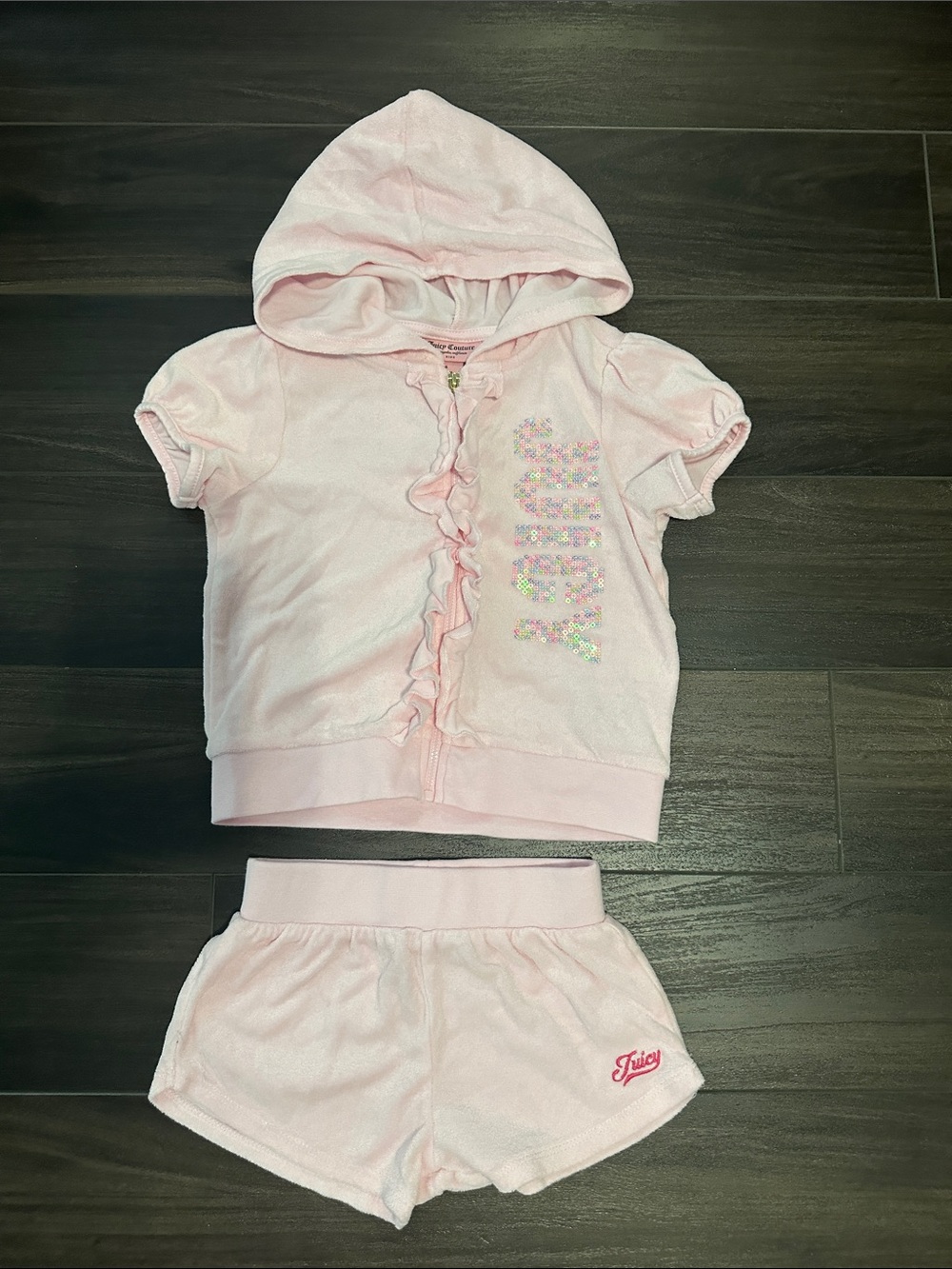 Juicy Couture Sequined Terry Cloth 2-Piece Girl’s Set - Size 5